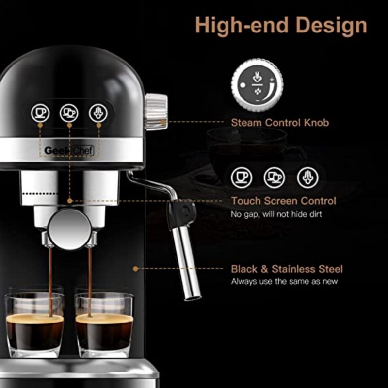 Café Quality Bar Espresso Machine  1350W High Performance 1.4L detachable Transparent Water Tank Thermo Block Beating System Prohibit Amazon Sales