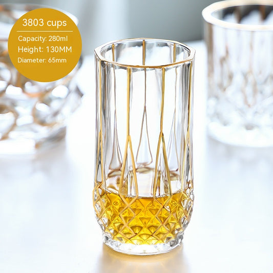 European-style Gold Crystal Glass Whiskey Shot Glass