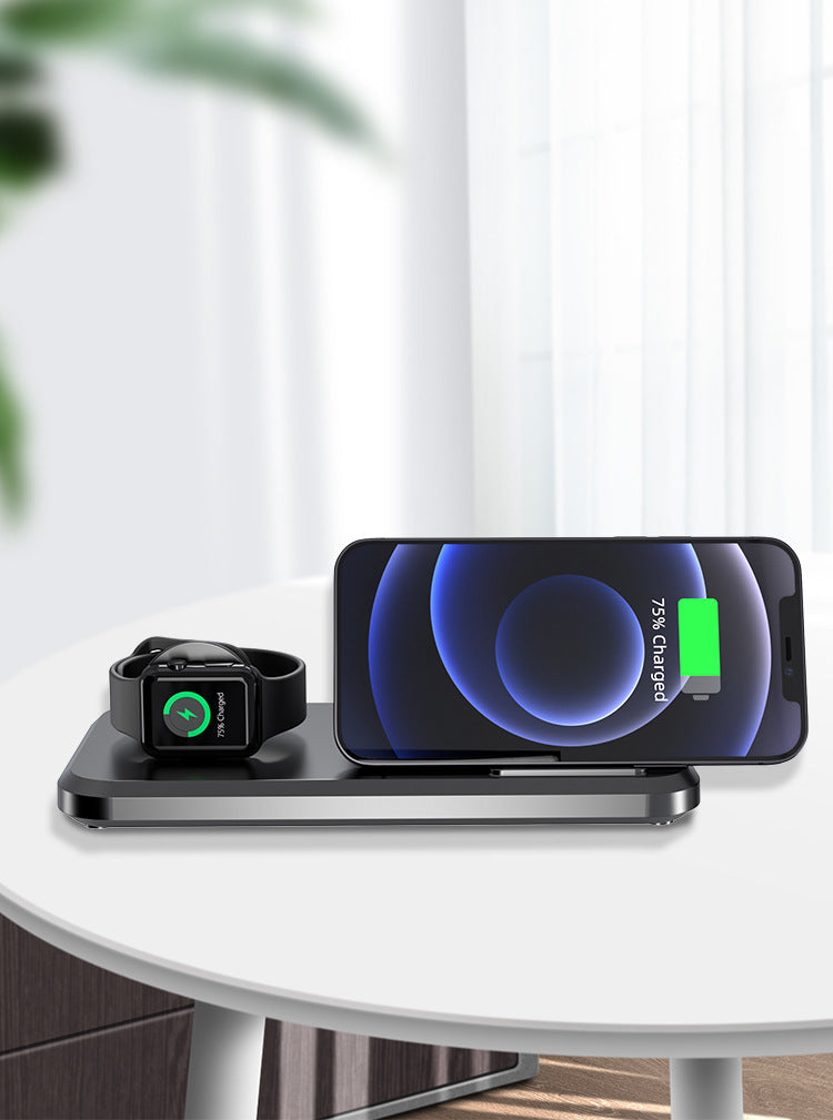 Compatible with Apple , The New 15W Three-in-one Wireless Charging Double Folding Multifunctional Wireless Charger Universal