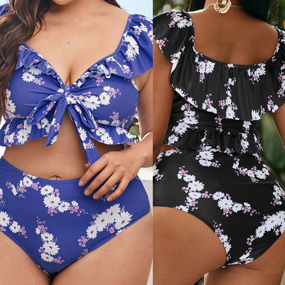 Women's Fashion Split Shoulder Print Swimsuit